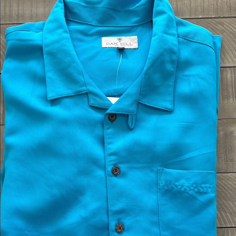 Blue Casual Button Down Shirt with Classic Collar